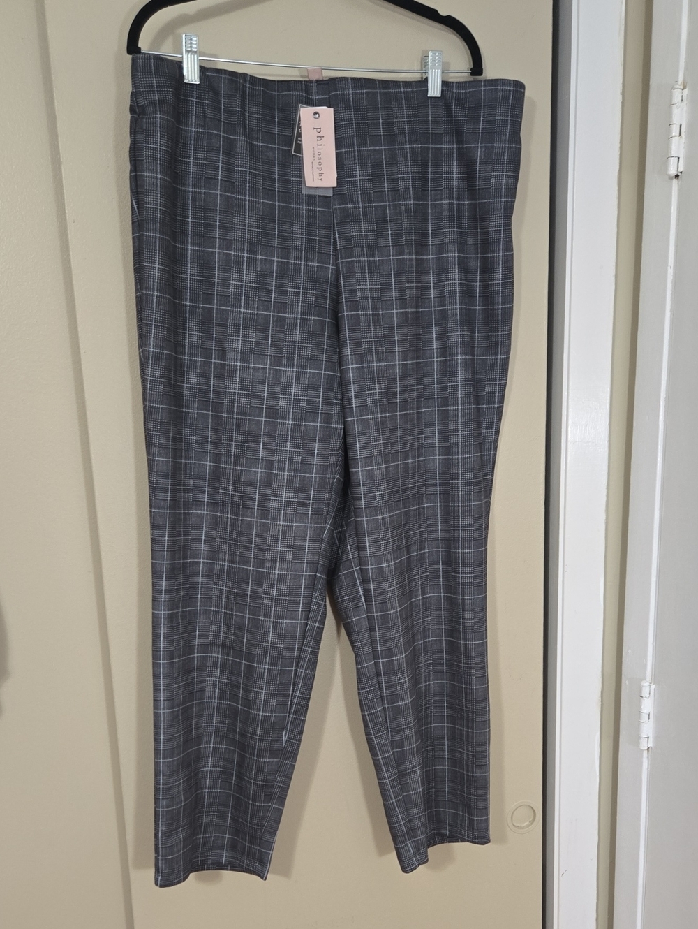 Philosophy Faux Suede Women's Plaid Tapered Pant Sz 2X NWT